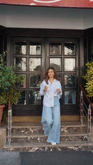 WIDE LEG DENIM PANTS -LIGHT BLUE