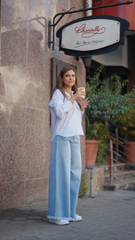 WIDE LEG DENIM PANTS -LIGHT BLUE