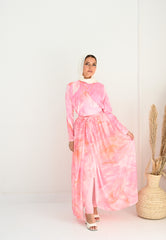 COVERUP CHIFFON SKIRT- PINK PLUMES