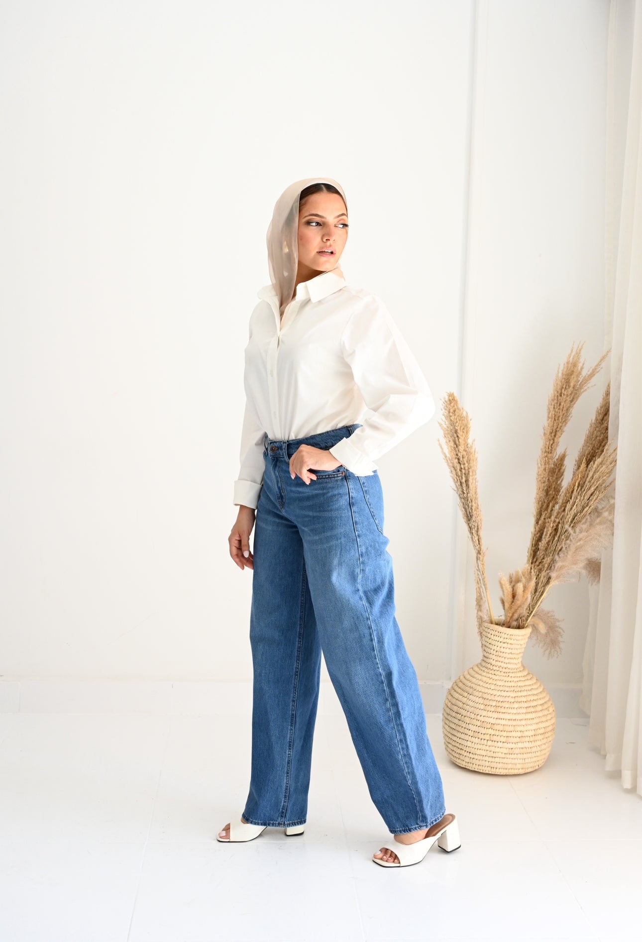 BALLOON DENIM PANTS-DARK BLUE