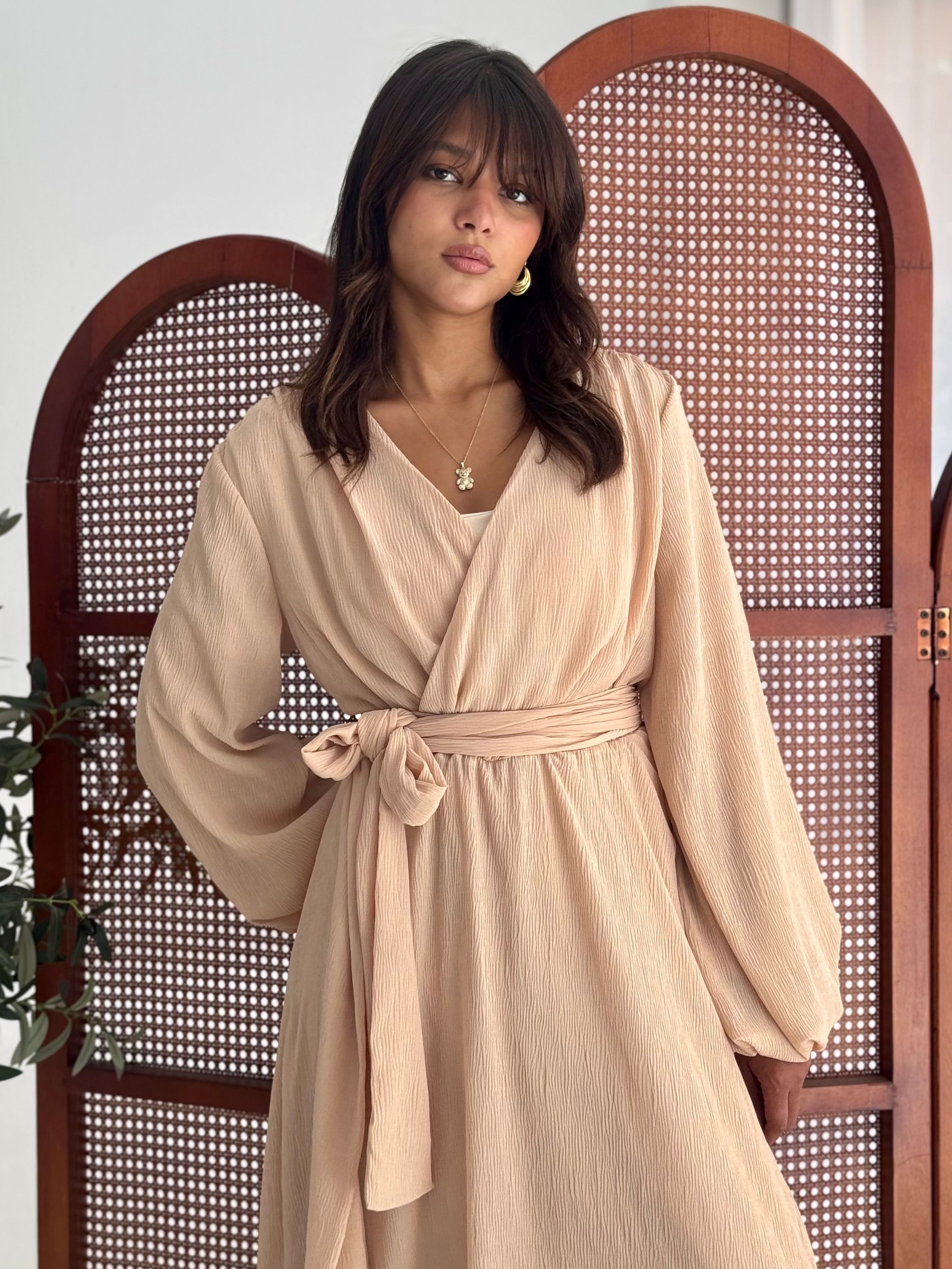 pleated chiffon dress-SIMON