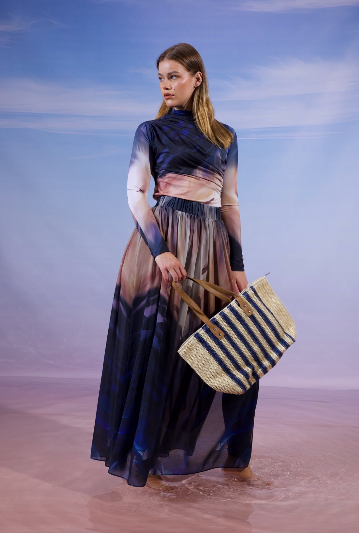 BLUE VIOLET SWIM SKIRT-BLUE
