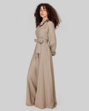 Drape Tie-Waist jumpsuit -CAFE
