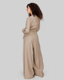 Drape Tie-Waist jumpsuit -CAFE
