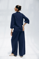 Minimal Wrap Blouse -NAVY BLUE