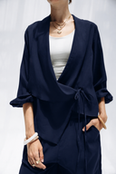Minimal Wrap Blouse -NAVY BLUE