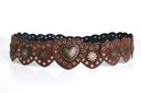 STUDDED METAL HEART BELT-BROWN