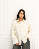 OVERSIZED GABARDINE SHIRT-OFF WHITE