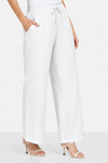 ELASTIC WAIST LINEN PANTS -OFF WHITE