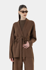 2 PIECES WITH BELT WOOL SET - CHOCOLATE