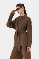 2 PIECES WITH BELT WOOL SET - CHOCOLATE