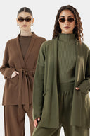 2 PIECES WITH BELT WOOL SET - CHOCOLATE