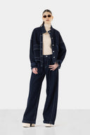 Stripped Wide Denim Pants