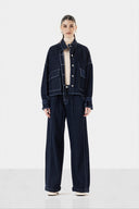 Stripped Wide Denim Pants