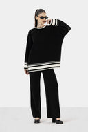 STRIPPED WOOL SET - BLACK
