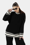 STRIPPED WOOL SET - BLACK