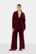 2 PIECES WITH BELT WOOL SET - MAROON