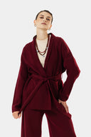2 PIECES WITH BELT WOOL SET - MAROON