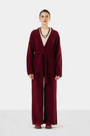 2 PIECES WITH BELT WOOL SET - MAROON