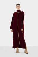 CONTRAST PIPING KNIT DRESS