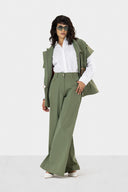WIDE-LEG GABARDINE MID-RISE PANTS