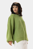 OVERSIZED PLAIN KNIT PULLOVER -LIME