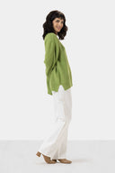 OVERSIZED PLAIN KNIT PULLOVER -LIME