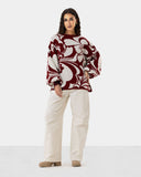 OVERSIZED PATTERN PULLOVER - MAROON
