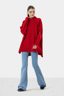 LONG KNIT PULLOVER - RED