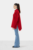 LONG KNIT PULLOVER - RED