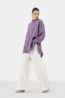 LONG KNIT PULLOVER - PURPLE