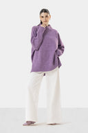 LONG KNIT PULLOVER - PURPLE