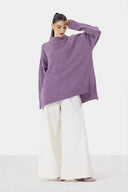 LONG KNIT PULLOVER - PURPLE