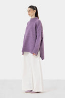 LONG KNIT PULLOVER - PURPLE