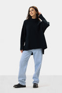 LONG KNIT PULLOVER - PETROLEUM