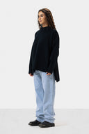 LONG KNIT PULLOVER - PETROLEUM