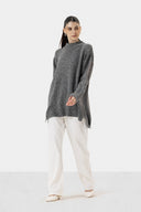 LONG KNIT PULLOVER - DARK GRAY