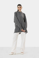 LONG KNIT PULLOVER - DARK GRAY