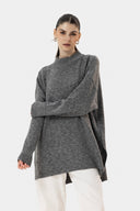 LONG KNIT PULLOVER - DARK GRAY