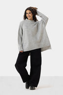 LONG KNIT PULLOVER - LIGHT GRAY