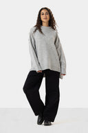 LONG KNIT PULLOVER - LIGHT GRAY