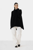 LONG KNIT PULLOVER - BLACK