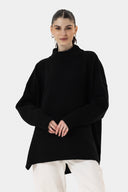 LONG KNIT PULLOVER - BLACK