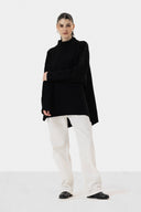 LONG KNIT PULLOVER - BLACK