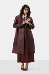 Long Leather Coat -MAROON