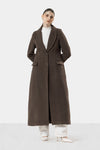LONG FITTED WOOL COAT - OLIVE