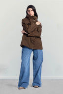 Utility Drawstring Waist Jacket -BROWN