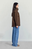 Utility Drawstring Waist Jacket -BROWN
