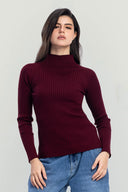 ESSENTIAL RIBBED TOP -MAROON