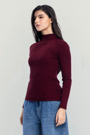 ESSENTIAL RIBBED TOP -MAROON